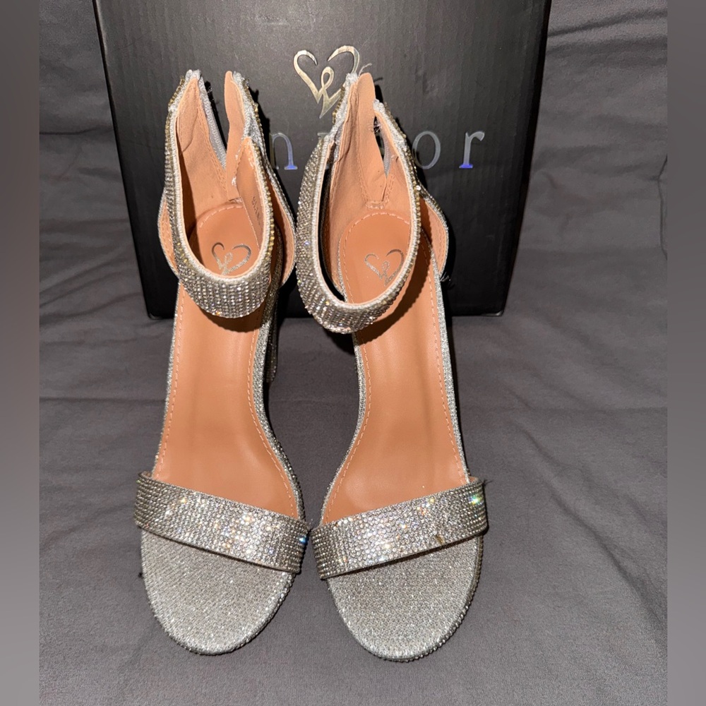 Windsor Shimmer In Rhinestone Block Heels - Picture 3 of 6